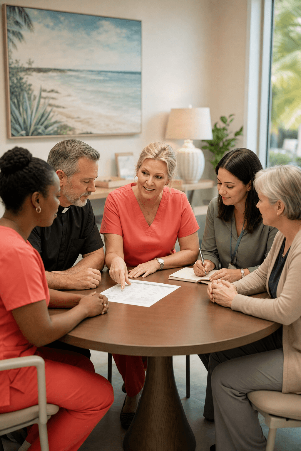 Treasure Coast Hospice care team talking with a family