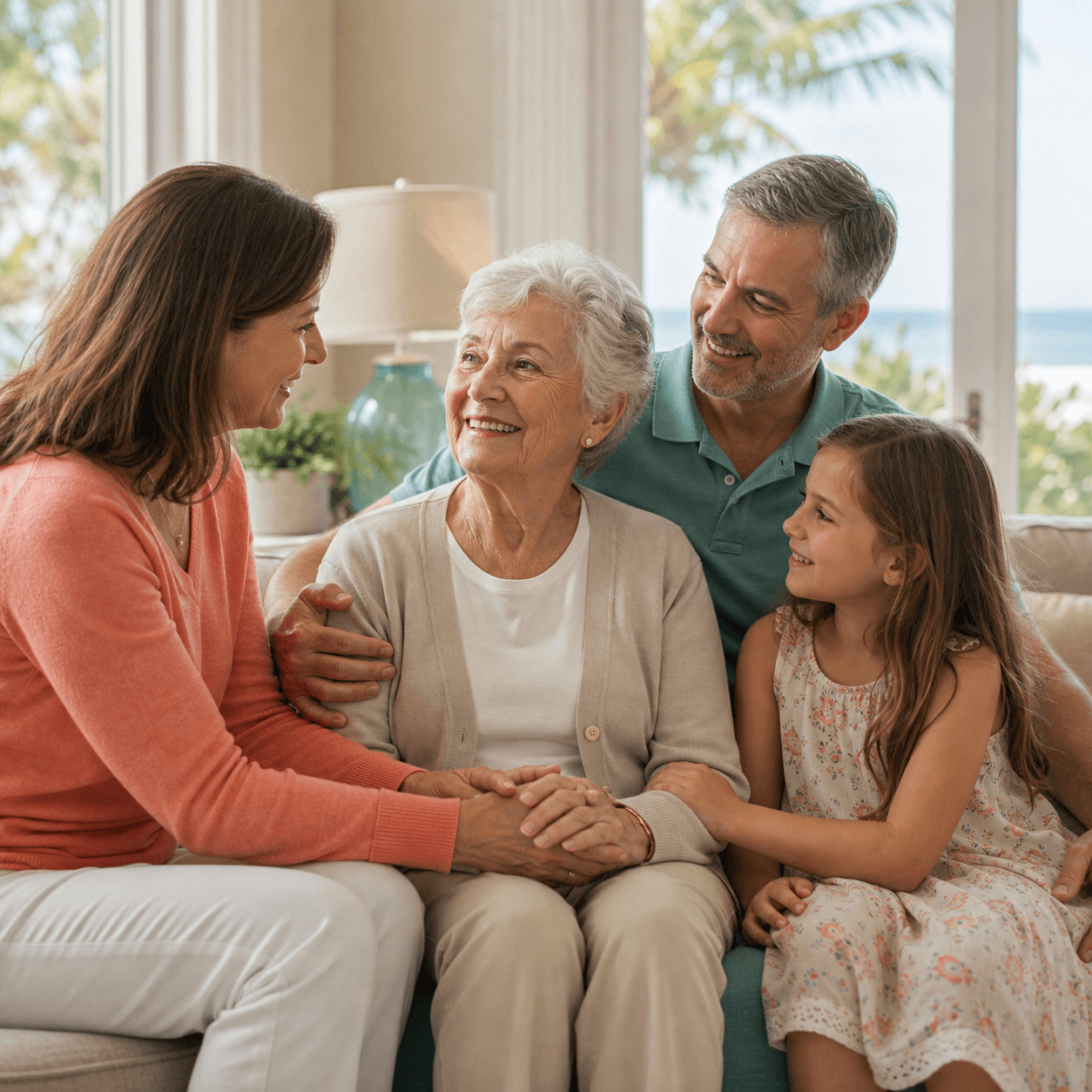 Family gathered around a loved one receiving hospice support